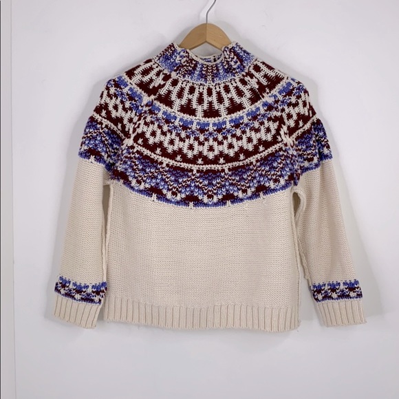 Topshop Sweaters - TopShop Fair Isle Funnel Neck Sweater
